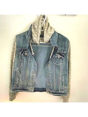 Eightytwo Women's Denim Knit Hoodie Jacket Size M